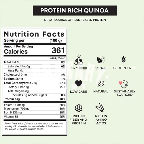 Miniatura 2 de Quinoa blanca natural de Granary Mart - Grano entero rico en proteínas, saludable y nutritivo, alternativa al arroz, sin OMG y gluten, tarifa a