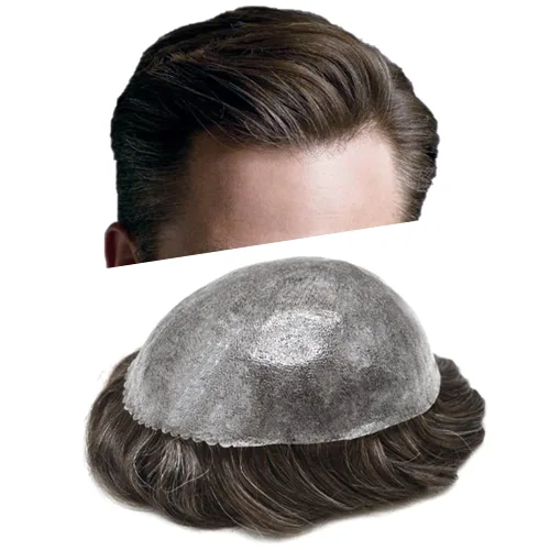 Miniatura 42 de LYRICAL HAIR Toupee for Men Human Hair Replacement System Injected Poly Skin Male Prothesis Durable PU Mens Hairpiece Wig 5"X7" #1 Jet Black 120%