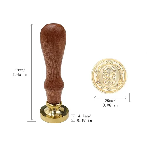 Miniatura 5 de Sello de cera con letra inicial del alfabeto tradicional medieval, sellos de letras con cabeza de latón y mango de madera para tarjeta/sobre/regalo