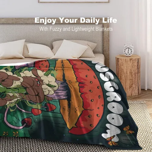 Miniatura 5 de Manta pequeña de marihuana de marihuana de hongos, 50 x 40 pulgadas, para mujeres y hombres, manta de felpa suave para cama, sofá, manta negra