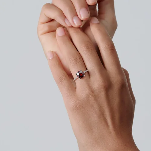 Miniatura 18 de Gem Stone King Anillo de compromiso de plata de ley 925 con piedra preciosa de corte cojín de 0.315 in Anillo de compromiso de aniversario de boda