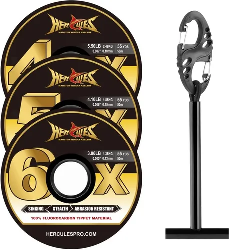 Miniatura 29 de HERCULES Tippet de pesca con mosca, paquete de 3 con soporte para volquetas, 55 yardas