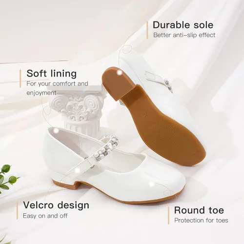 Miniatura 4 de Furdeour Zapatos Mary Janes para niñas pequeñas, zapatos de ballet de tacón bajo para boda, fiesta, zapatos de vestir para niños