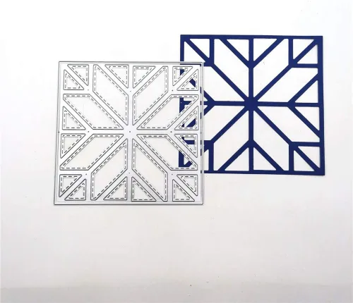 Miniatura 6 de Troqueles de corte geométrico hueco de metal, plantillas cuadradas de troquelado en relieve, molde de plantilla para álbumes de recortes