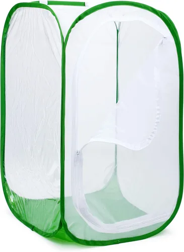 Miniatura 5 de Hábitat de 48 pulgadas RESTCLOUD, jaula terrario de red para insectos plegable, para mariposa monarca de 28 x 28 x 48 pulgadas.