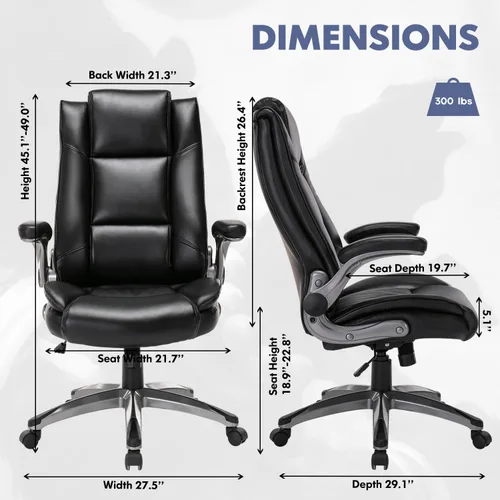 Miniatura 3 de COLAMY Silla de Oficina Ejecutiva de Cuero - Silla de Escritorio de Computadora para Casa con Respaldo Alto con Brazos Abatibles Acolchados, Bloqueo