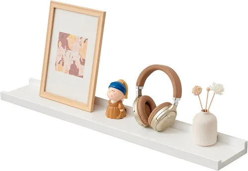 Miniatura 15 de Estantes flotantes de roble – Repisa de madera natural montada en la pared – Repisa de fotos – Estante de almacenamiento de pared para oficina