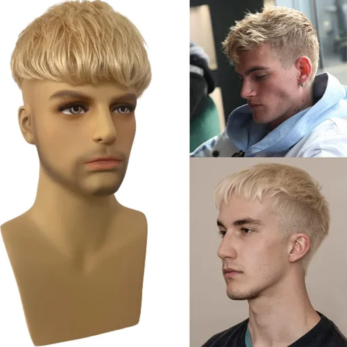 Miniatura 7 de Voloria Sistemas europeos de reemplazo de cabello humano virgen tupé para hombres, encaje suizo suave frontal mono encaje superior grueso PU