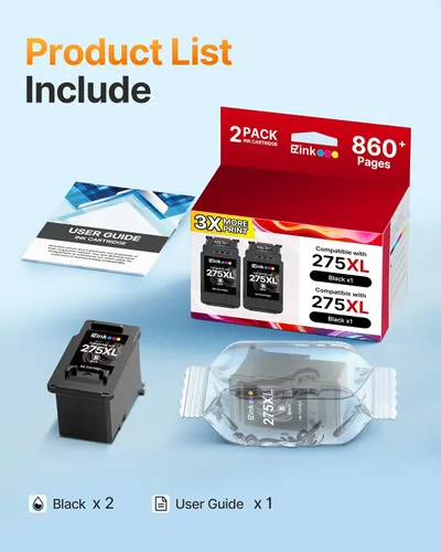 Miniatura 4 de 275XL PG275 - Cartuchos de tinta negra de repuesto para Canon Ink 275 para cartuchos de tinta 275XL para impresoras Canon PIXMA TS3520 TS3522 TS3720