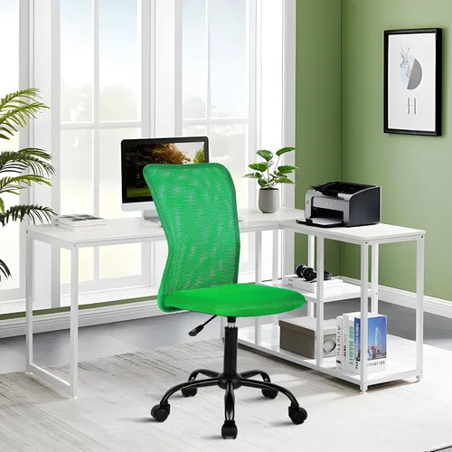 Miniatura 14 de Silla de oficina sin brazos, silla de oficina ergonómica de malla con respaldo alto con soporte lumbar, sillas de computadora, silla con ruedas