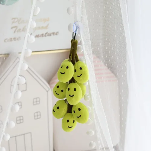 Miniatura 7 de Juguete de peluche de uva de frutas, adornos de uvas, lindos accesorios de automóvil, decoración colgante de espejo retrovisor (morado)