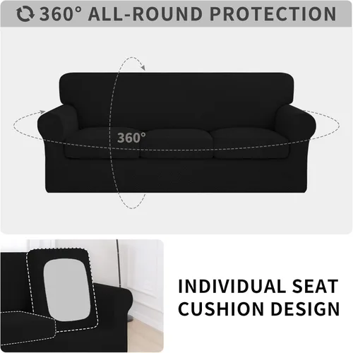 Miniatura 3 de ISSUNTEX 2 Piezas Fundas para Silla y Sofá de Alta Elasticidad Gruesas, Funda Suave para Sofá de 1 Cojín Separado, Tela Jacquard Funda Elástica