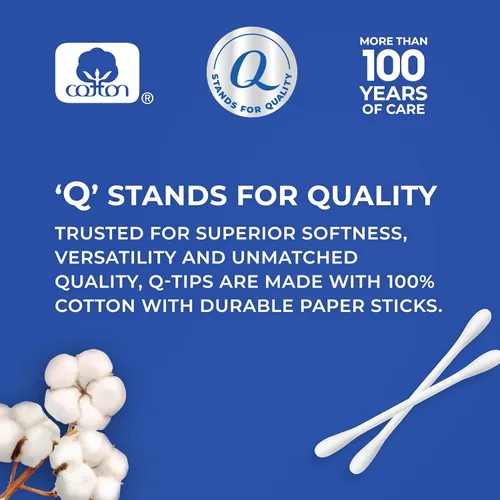 Miniatura 3 de Q-tips Hisopos de algodón para higiene y cuidado de la belleza, hisopo de algodón original hecho con 100% algodón, 750