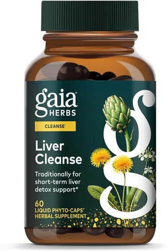 Gaia Herbs Limpieza del hígado - Suplemento de hierbas para apoyo a la salud del hígado con cardo mariano, bardana, cúrcuma, diente de león y más -