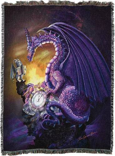 Miniatura 4 de Pure Country Weavers Rose Khan - Manta con diseño de dragón del tiempo de amatista tejida de algodón, hecha en los Estados Unidos (72 x 54 pulgadas)