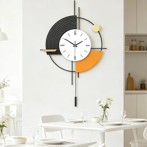 Miniatura 9 de Reloj de pared con péndulo, silencioso, de calidad de cuarzo, operado con batería, reloj de pared grande para decoración de sala de estar, cocina