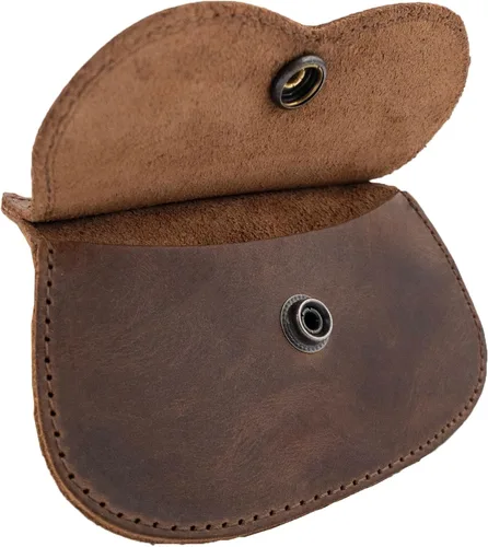 Miniatura 3 de Hide & Drink, Cartera con forma de gato hecha a mano de cuero de grano completo, Bourbon Marrón, Vintage