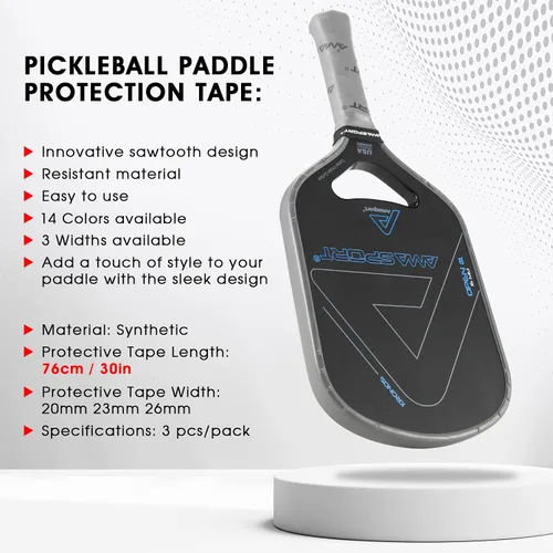 Miniatura 5 de PICKLETECH Cinta de protección de pala de pickleball – Protector de borde de cabeza de paleta – Cinta de protección de borde de raqueta ajuste gris