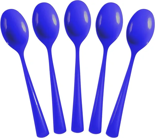 Miniatura 15 de Exquisite Cucharas de plástico moradas, 50 piezas, cucharas moradas, utensilios desechables, juego de cubiertos de plástico resistente