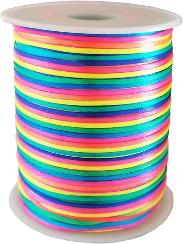 Miniatura 8 de Cuerda de nailon arcoíris de 328 pies para trenzas de cabello, trenzas de 0.059 pulgadas, hilo de satén para abalorios, pulseras, collares, joyería