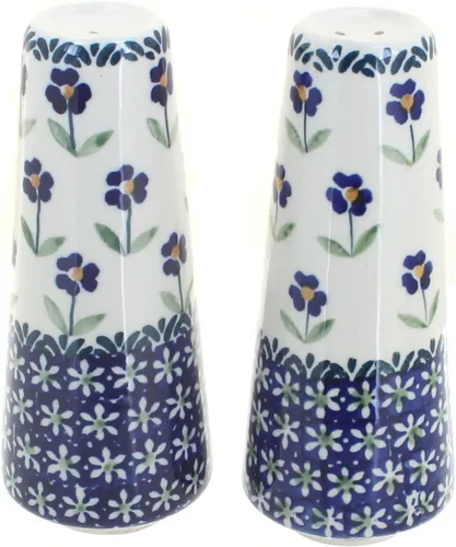 Miniatura 11 de Blue Rose Polish Pottery - Salero y pimentero pequeños con puntos azules - 15 cm de alto - Juego de condimentos de cerámica pintado a mano