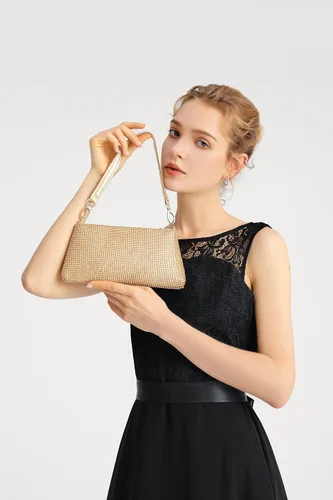 Miniatura 6 de YUWITA Bolso de noche con diamantes de imitación para mujer