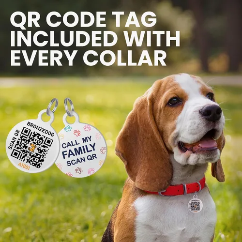 Miniatura 4 de BRONZEDOG Collar de perro de cuero enrollado para perros pequeños, medianos y grandes con etiqueta de identificación QR (ciruela, XS: 9-11 pulgadas)