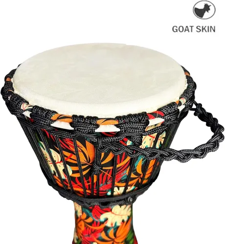 Miniatura 4 de TAOSKNE Pandereta Djembe de 8.5 pulgadas, estilo africano occidental, cabeza de tambor de piel de cabra, calidad de sonido profesional, tambor
