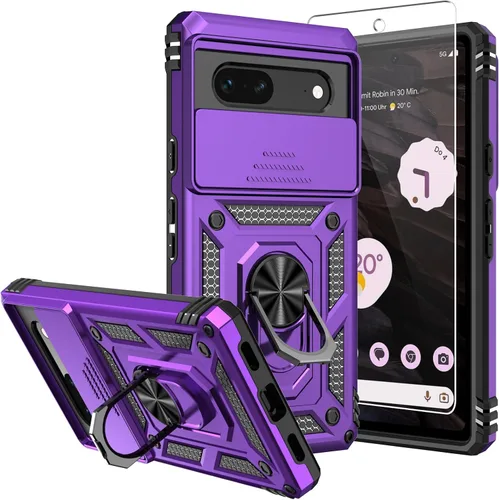 Miniatura 19 de Funda para Pixel 7a, con protectores de pantalla y funda para cámara, [grado militar] de 16 pies. Funda protectora probada contra caídas con soporte