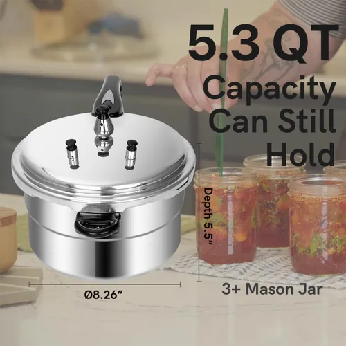Miniatura 7 de Fulgutonit Olla a presión de 5.3 cuartos de galón, olla de presión compatible con inducción de 10 psi, con control de presión múltiple y protección