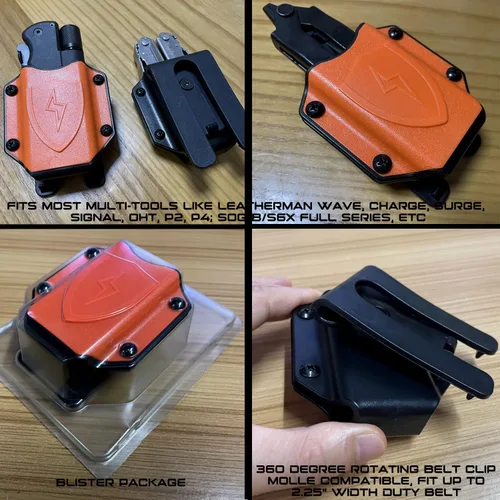 Miniatura 6 de Funda multiherramienta para LEATHERMAN Wave - Funda para cinturón con clip compatible con MOLLE