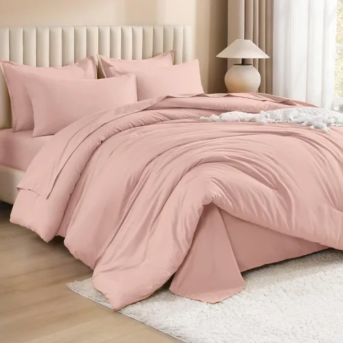 Miniatura 34 de Litanika Cama en una Bolsa King Beige - Juego de Ropa de Cama de 7 Piezas Tamaño King, Juego de Edredón de Cama, Juego de Edredón con Edredón, 02
