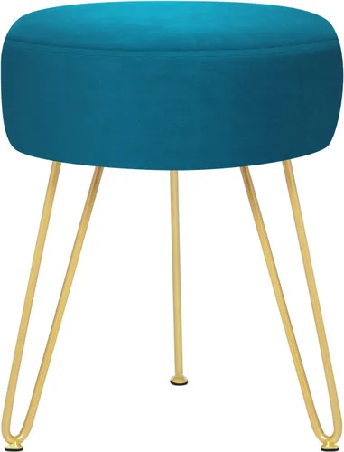Miniatura 12 de GERANT Taburetes de tocador multifuncionales – Taburete otomano redondo de terciopelo moderno – Taburete tapizado – Taburete de mesa auxiliar