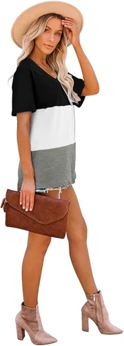 Miniatura 3 de WEESO - Camisetas de verano para mujer con cuello en V en bloques