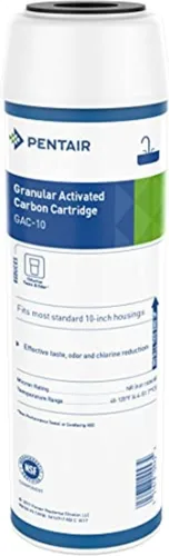 Pentair Pentek GAC-10 Filtro de agua de carbón, 10 pulgadas, cartucho de reemplazo de carbón activado granular (GAC) debajo del fregadero, 10" x