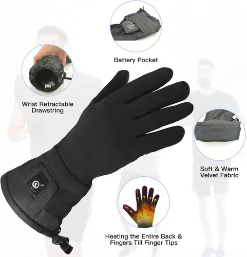 Miniatura 7 de Guantes térmicos para hombres y mujeres, batería recargable, para motocicleta, esquí, calentador de nieve, guantes para artritis