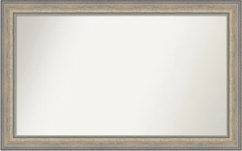 Miniatura 409 de Amanti Art Espejo de baño plateado para sobre fregadero, 28 x 47 pulgadas, espejo rectangular de plata imperial, marco de madera tradicional de gran