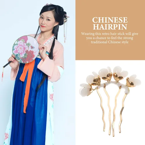 Miniatura 8 de Beaupretty Palos y alfileres de flores vintage, accesorios chinos clásicos para el cabello para mujeres y niñas