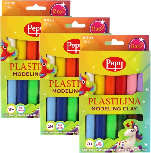 Miniatura 7 de Pepy Plastilina - Arcilla de modelado reutilizable y que no se seca; juego de 24; 2 de cada uno de 12 colores, 0.8 onzas cada uno, perfecto