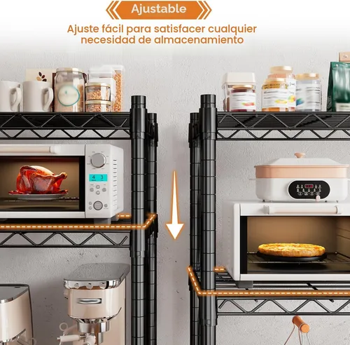 Miniatura 8 de REIBII Estantería metálica de 5 estantes de almacenamiento de 72 pulgadas de alto, estantes de alambre de acero para almacenamiento, estantes