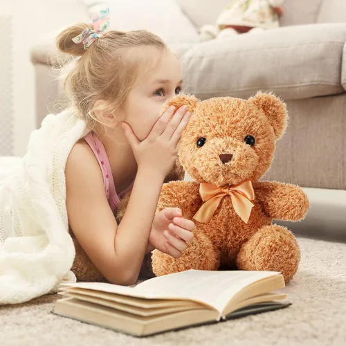 Miniatura 5 de HyDren 18 piezas de animales de peluche de oso a granel de 12 pulgadas, muñecos de oso de peluche suave con lazos, pequeño juguete de peluche