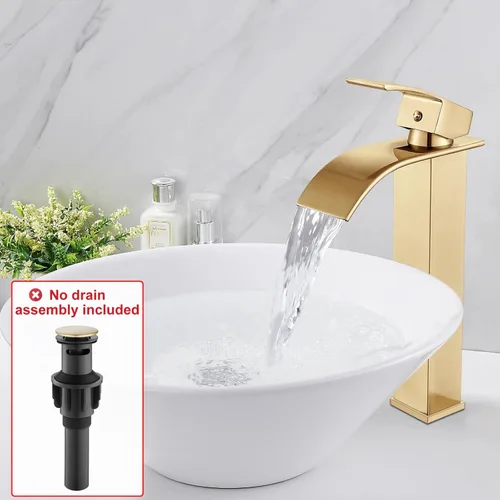 Miniatura 8 de Midanya Grifo de baño con boquilla de cascada de una sola manija, grifo de lavabo de baño de 1 agujero, moderno grifo de lavabo de lavabo de RV