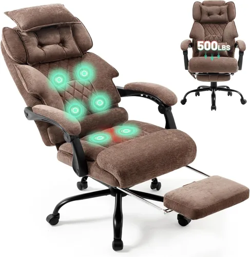 Miniatura 12 de Massage Office Chair with Foot Rest,6 Points Vibration & Heat Executive Office Chairs for Heavy People,500LBS Big and Tall Office Chair,Ergonomic