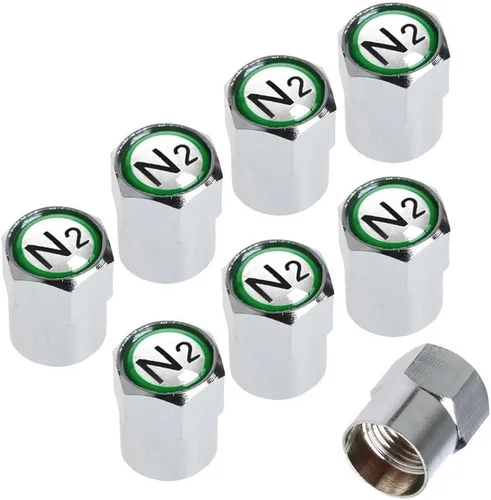 Miniatura 7 de N2 - Juego de tapas de válvula de nitrógeno TPMS de aluminio cromado y plateado, resistentes a la corrosión, cubiertas universales para autos