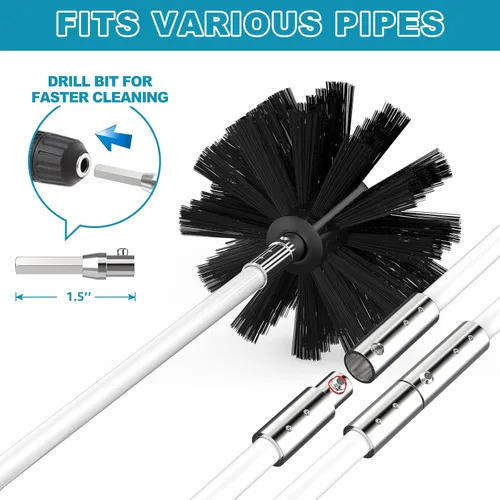 Miniatura 2 de Sealegend - Kit de limpieza para tubo de ventilación de secadora de 15 pies/Removedor de pelusa/Cepillo flexible actualizado de enganche rápido
