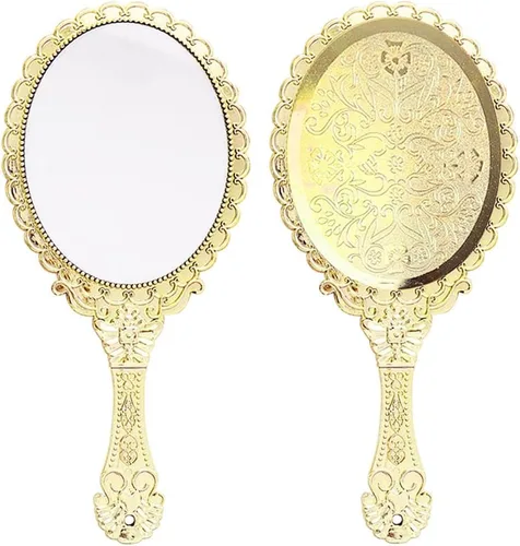 Miniatura 5 de Espejo de mano con asa, espejos de mano de viaje compactos de maquillaje, mini espejo vintage de maquillaje, espejo ovalado para monedero