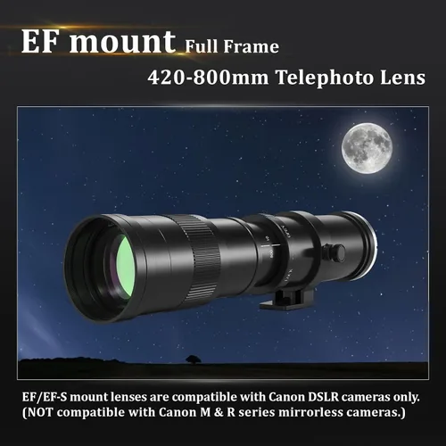Miniatura 2 de BENOISON Lente teleobjetivo para Canon - Lente EF 420-800mm para Canon DSLR, Lente de enfoque manual MF con zoom para Canon EOS Rebel SL3 SL2 SL1