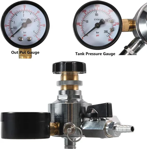 Miniatura 4 de Regulador de CO2 de barril de cerveza CGA320 - Regulador Kegerator de la marca LUCKEG con válvula de alivio de presión de seguridad, incluye línea