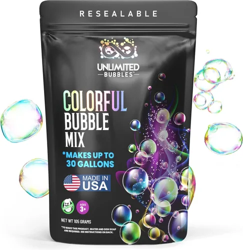 Polvo para máquina de burbujas. Crea burbujas divertidas con esta mezcla de burbujas de primera calidad. Funciona con varitas de burbujas, máquinas