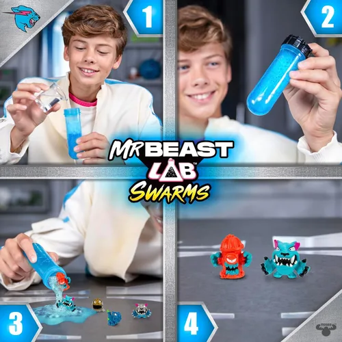 Miniatura 3 de MrBeast Lab Paquete de laboratorio Swarms, experimenta añadiendo agua, agitando tubo de ensayo y revelando 5 unidades de personajes coleccionables